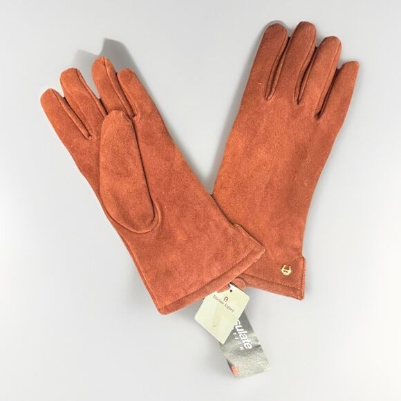 Vintage Etienne Aigner Brown Tan Suede Leather Women’s Gloves Sz Large - Picture 1 of 6